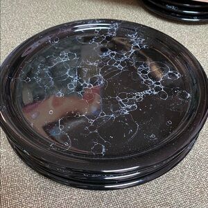 Vintage 90s Waechtersbach Marble Black White Dinner Plate 1 for sale